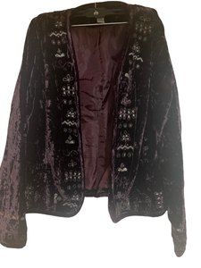 CHICO'S Blazer Sz 2 Women's Lined Purple Jacket Hook & Clasp